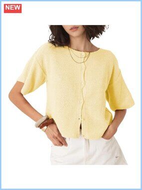 Womens Short Sleeve Button Down Knit Cardigan Lightweight Travel Sweater Top